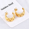 Wholesale Titanium Steel Allmatch Love Stitching Cshaped Earrings With Cartoon Characters Geometric Animal Zodiac Patterns And Electroplating