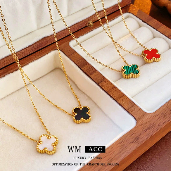 Wholesale Titanium Steel Alloy Colorful Acrylic Flower Geometric Clavicle Chain Necklace With Electroplating Highend Style For Women
