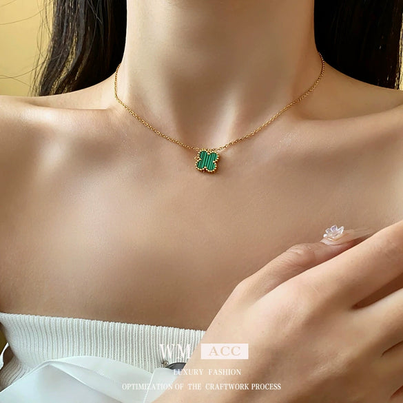 Wholesale Titanium Steel Alloy Colorful Acrylic Flower Geometric Clavicle Chain Necklace With Electroplating Highend Style For Women