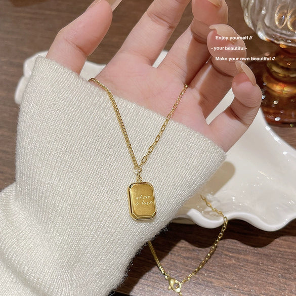 Wholesale Titanium Steel Alloy Geometric Pattern Cross Chain Necklace With Electroplated Simple Pendant For Women