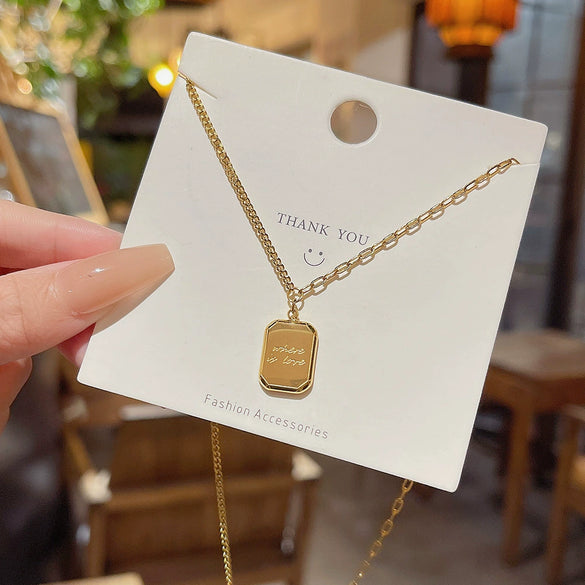 Wholesale Titanium Steel Alloy Geometric Pattern Cross Chain Necklace With Electroplated Simple Pendant For Women