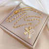 Wholesale Titanium Steel And Brass Women's Cartoon Geometric Diamond Inlaid Butterfly Water Drop Necklace Accessories