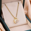 Wholesale Titanium Steel And Copper Animal And Zodiac Geometric Pattern Electroplated Women's Minimalist Niche Collarbone Necklace