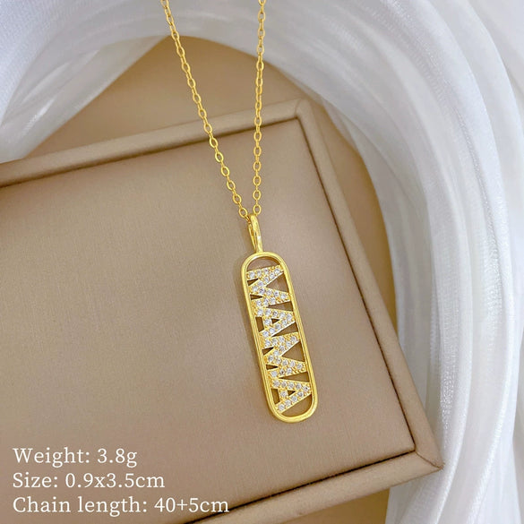 Wholesale Titanium Steel And Copper Animal Zodiac Cartoon Minimalist Full Diamond Unisex Necklace