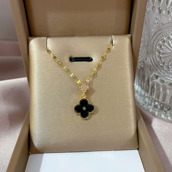 Wholesale Titanium Steel And Copper Cartoon Geometric Zircon Microinlaid Women's Necklace