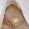 Wholesale Titanium Steel And Copper Diamondencrusted Geometric Fourleaf Flower Women's Necklace