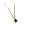 Wholesale Titanium Steel And Copper Diamondencrusted Geometric Fourleaf Flower Women's Necklace