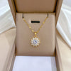 Wholesale Titanium Steel And Copper Diamondencrusted Geometric Fourleaf Flower Women's Necklace