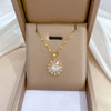 Wholesale Titanium Steel And Copper Diamondencrusted Geometric Fourleaf Flower Women's Necklace