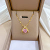 Wholesale Titanium Steel And Copper Diamondencrusted Geometric Fourleaf Flower Women's Necklace