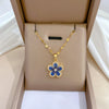 Wholesale Titanium Steel And Copper Diamondencrusted Geometric Fourleaf Flower Women's Necklace