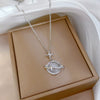 Wholesale Titanium Steel And Copper Diamondencrusted Geometric Fourleaf Flower Women's Necklace