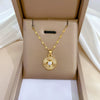 Wholesale Titanium Steel And Copper Diamondencrusted Geometric Fourleaf Flower Women's Necklace