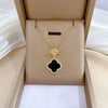 Wholesale Titanium Steel And Copper Diamondencrusted Geometric Fourleaf Flower Women's Necklace