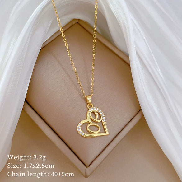 Wholesale Titanium Steel And Copper Diamondencrusted Geometric Fourleaf Flower Women's Necklace
