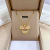Wholesale Titanium Steel And Copper Diamondencrusted Geometric Fourleaf Flower Women's Necklace