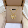 Wholesale Titanium Steel And Copper Diamondencrusted Geometric Fourleaf Flower Women's Necklace