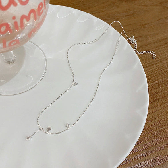 Wholesale Titanium Steel And Copper Dropshaped Electroplated Women's Light Luxury Niche Design Clavicle Necklace