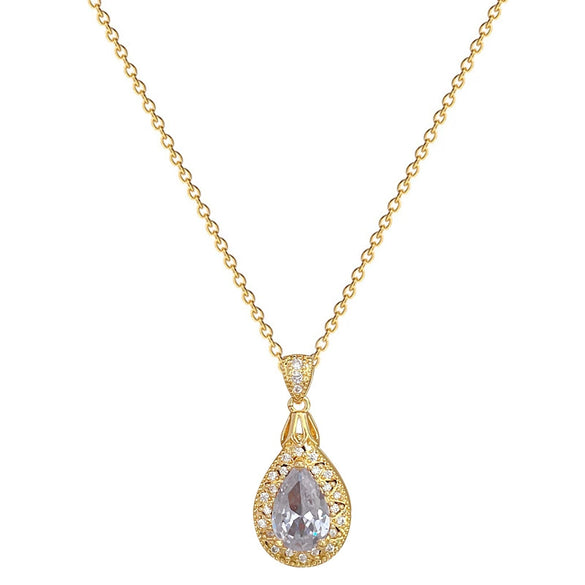 Wholesale Titanium Steel And Copper Geometric Style Full Diamond Women's Necklace