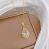 Wholesale Titanium Steel And Copper Geometric Style Full Diamond Women's Necklace
