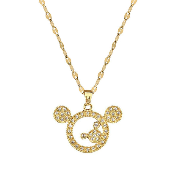 Wholesale Titanium Steel And Copper Light Luxury Geometric Mouse Pendant Necklace With Electroplating For Unisex