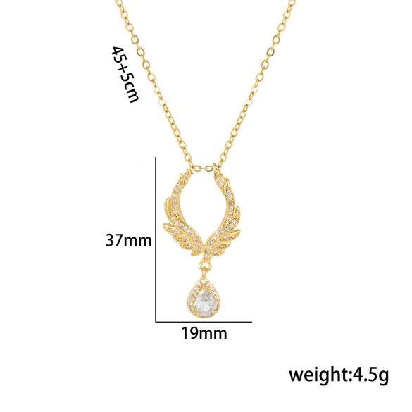 Wholesale Titanium Steel And Copper Light Luxury Geometric Water Drops Angel Tears Pendant Necklace For Women With Electroplating