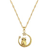Wholesale Titanium Steel And Copper Moon Owl Geometric Light Luxury Elegant Gorgeous Diamond Unisex Necklace