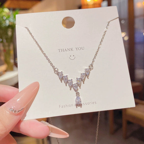 Wholesale Titanium Steel And Copper Necklace For Women Drop Shape Letters Numbers Text Electroplated Minimalist Style
