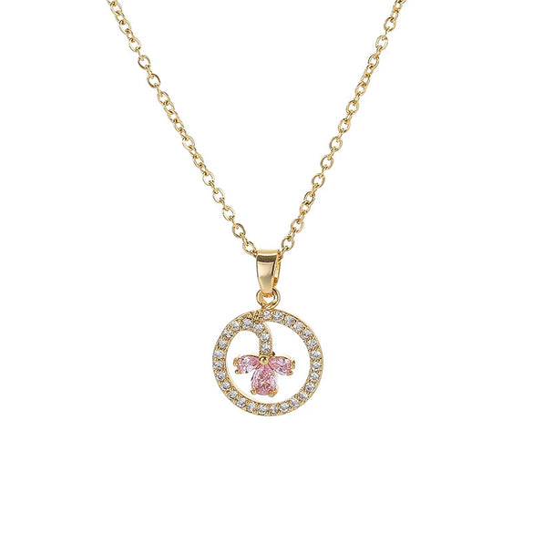 Wholesale Titanium Steel And Copper Necklace With Diamondencrusted Round Geometric Pendant For Women