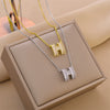Wholesale Titanium Steel And Copper Necklace With Geometric Letter Number And Text Pattern Electroplated Pendant For Women In Light Luxury Style
