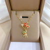 Wholesale Titanium Steel And Copper Necklace With Geometric Pattern And Diamond Inlay And Real Gold Electroplated For Women