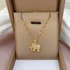Wholesale Titanium Steel And Copper Necklace With Geometric Pattern And Diamond Inlay And Real Gold Electroplated For Women