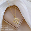 Wholesale Titanium Steel And Copper Necklace With Geometric Pattern And Diamond Inlay And Real Gold Electroplated For Women