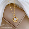 Wholesale Titanium Steel And Copper Necklace With Geometric Pattern And Diamond Inlay And Real Gold Electroplated For Women