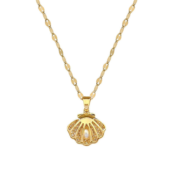 Wholesale Titanium Steel And Copper Necklace With Geometric Pattern Diamond And Micro Zircon Gold Plated Pendant