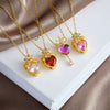 Wholesale Titanium Steel And Copper Ochain Clavicle Necklace With Mixed Gem Inlay Crown And Heart Pattern For Women Light Luxury Style Electroplating Process