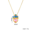 Wholesale Titanium Steel And Copper Ochain Clavicle Necklace With Mixed Gem Inlay Crown And Heart Pattern For Women Light Luxury Style Electroplating Process