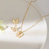 Wholesale Titanium Steel And Copper Ochain Necklace With Butterfly Shell Pendant For Women Fashion Simple Style Electroplated