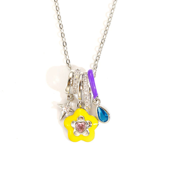 Wholesale Titanium Steel And Copper Pendant Necklace For Women With Diamond Shape And Square Zircon Electroplating Design