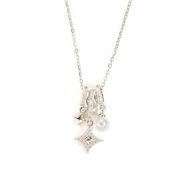 Wholesale Titanium Steel And Copper Pendant Necklace For Women With Diamond Shape And Square Zircon Electroplating Design