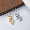 Wholesale Titanium Steel And Copper Pendant Necklace For Women With Diamond Shape And Square Zircon Electroplating Design