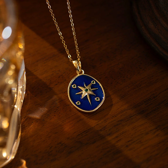 Wholesale Titanium Steel And Copper Star Pendant O Word Chain Necklace With Electroplating Fashion And Minimalist Style