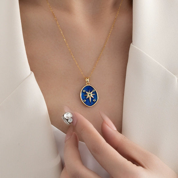 Wholesale Titanium Steel And Copper Star Pendant O Word Chain Necklace With Electroplating Fashion And Minimalist Style