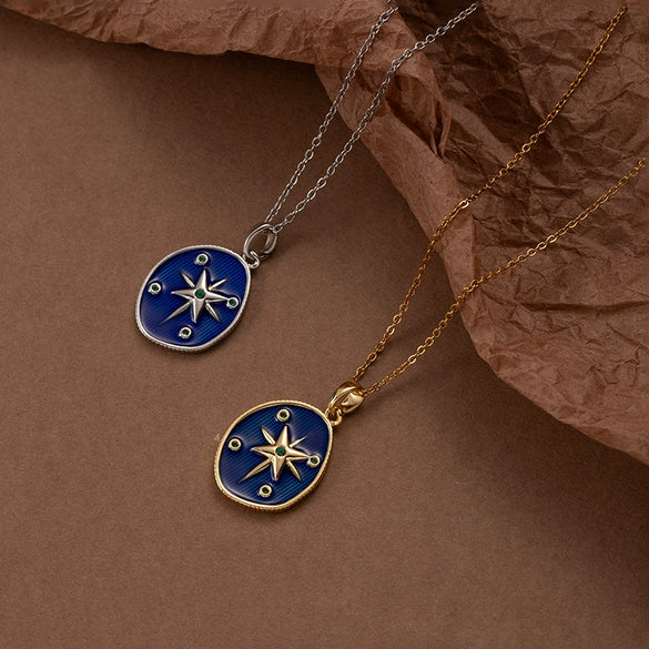 Wholesale Titanium Steel And Copper Star Pendant O Word Chain Necklace With Electroplating Fashion And Minimalist Style