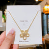 Wholesale Titanium Steel And Copper Women's Flower Pendant Necklace With Diamond Design