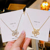 Wholesale Titanium Steel And Copper Women's Flower Pendant Necklace With Diamond Design