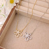Wholesale Titanium Steel And Copper Women's Flower Pendant Necklace With Diamond Design