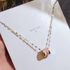 Wholesale Titanium Steel And Copper Women's Geometric Style Double Row Full Diamond Zircon Small Waist Pendant Water Wave Chain Necklace