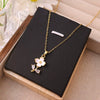 Wholesale Titanium Steel And Copper Women's Minimalist Geometric And Small Flower Pendant Necklace With Electroplating And Cross Chain