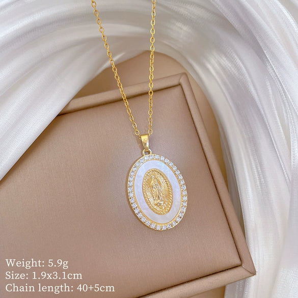 Wholesale Titanium Steel And Copper Women's Necklace With Geometric Shapes And Micro Diamond Inlay In Light Luxury And Cartoon Style